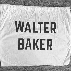 NEW AUTHENTIC WALTER BAKER COTTON DUST BAG WHITE W/BLACK DRAWSTRING 16W X 14H
